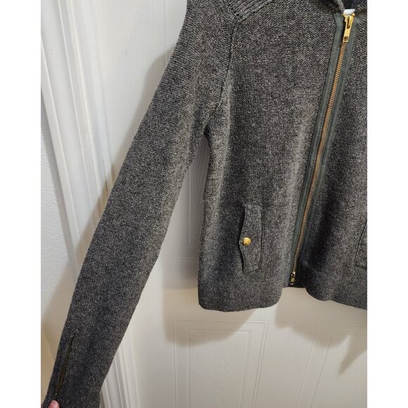 J Crew Women's Size S Full Zip Cardigan Sweater Gray Merino Wool Metallic 32804 - Picture 6 of 11